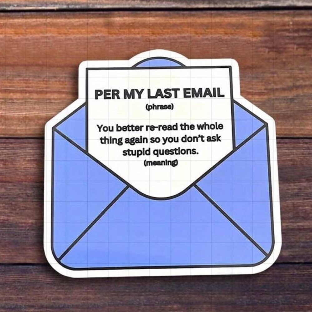 Per My Last Email Funny Blue Envelope Sticker
